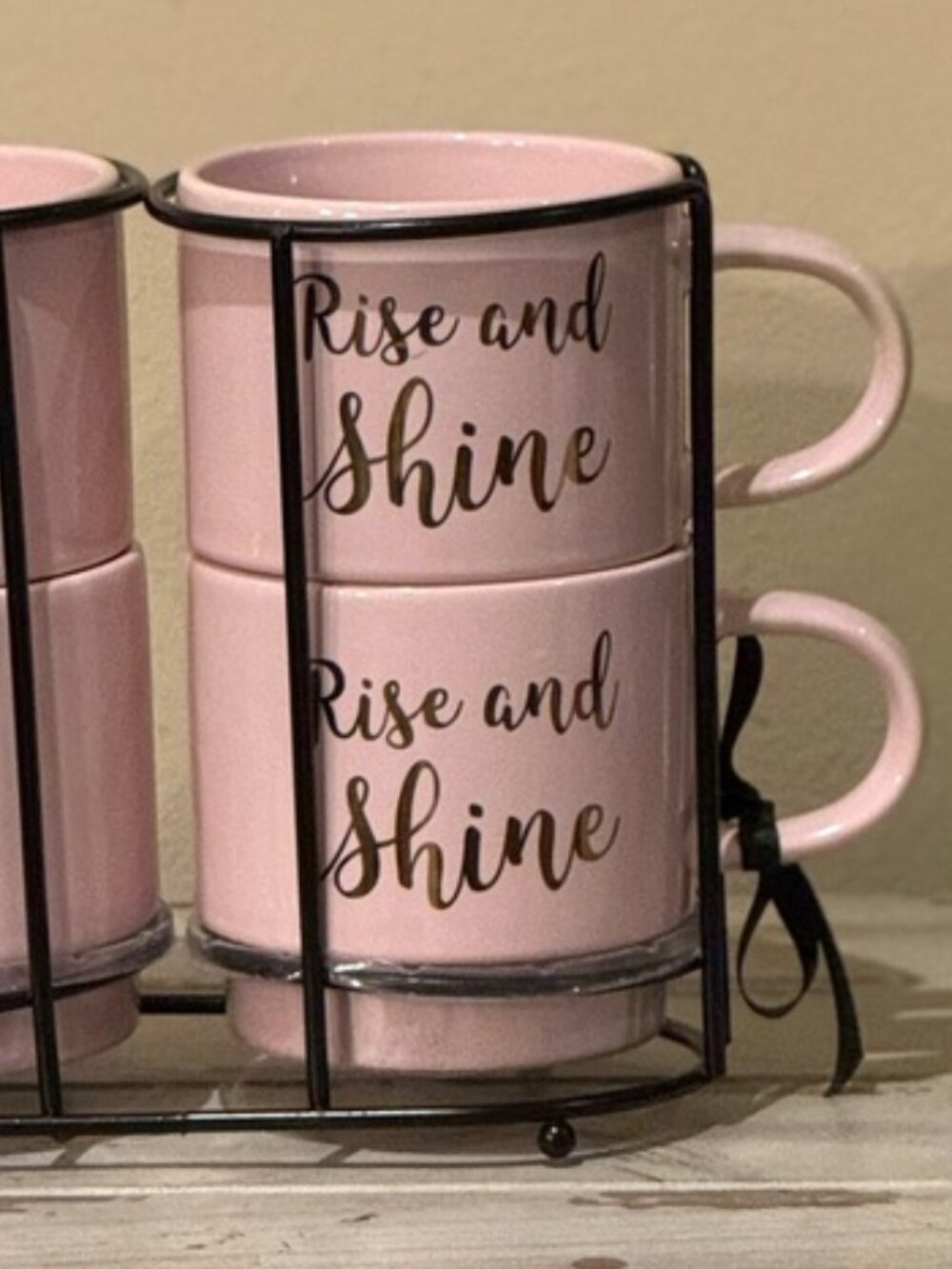 Nicole Miller Pink Rise and Shine Stackable Coffee Mugs - Picture 4 of 4
